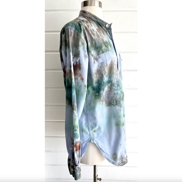 ENGINEERED GARMENTS Tie Dyed Button Down Band Collar Shirt - S - Picture 4 of 11